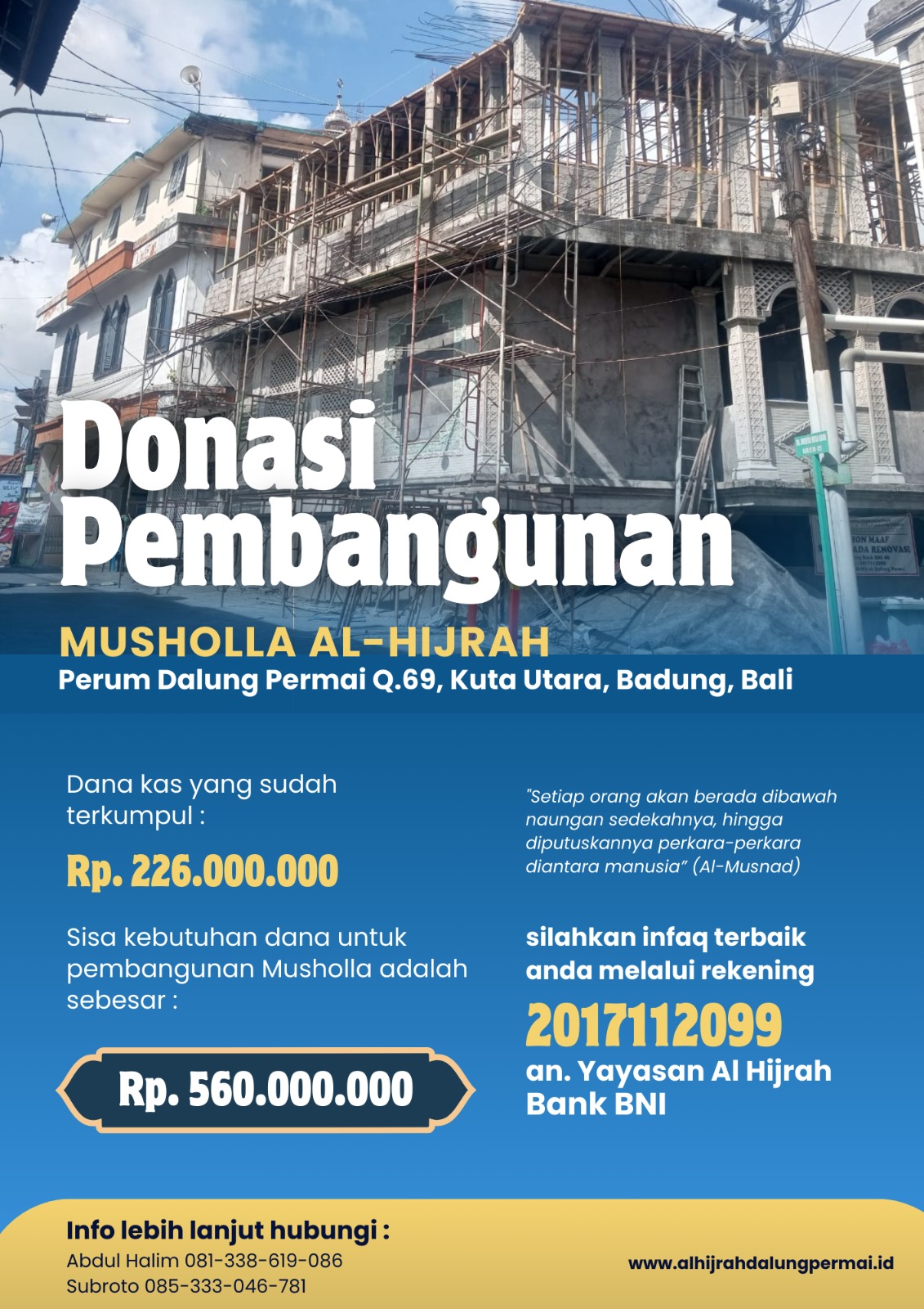Donasi Pembangunan Mushola